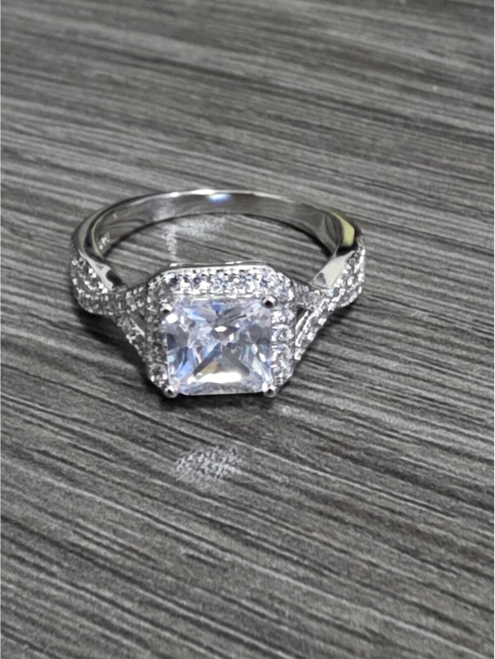 Sterling Silver CZ Statement Ring Size 8